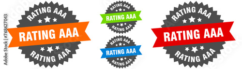 rating aaa sign. round ribbon label set. Seal