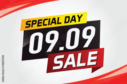 9.9 Special day sale word concept vector illustration with ribbon and 3d style for use landing page, template, ui, web, mobile app, poster, banner, flyer, background, gift card, coupon

