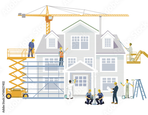 Handwerker auf der Baustelle,  illustration