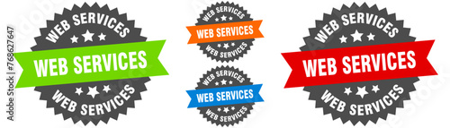 web services sign. round ribbon label set. Seal
