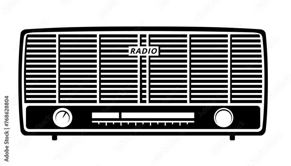 Retro Radio Silhouette. Vector clipart isolated on white. Retro Radio Silhouette. Vector clipart isolated on white.