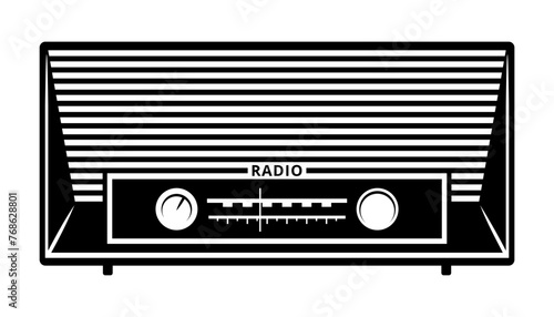 Retro Radio Receiver Silhouette. Vector clipart isolated on white.