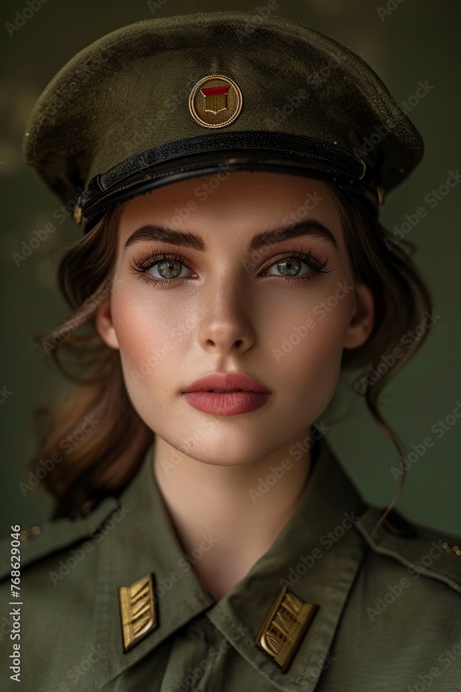 beautiful young female soldier dressed in uniform beautiful young female soldier dressed in uniform