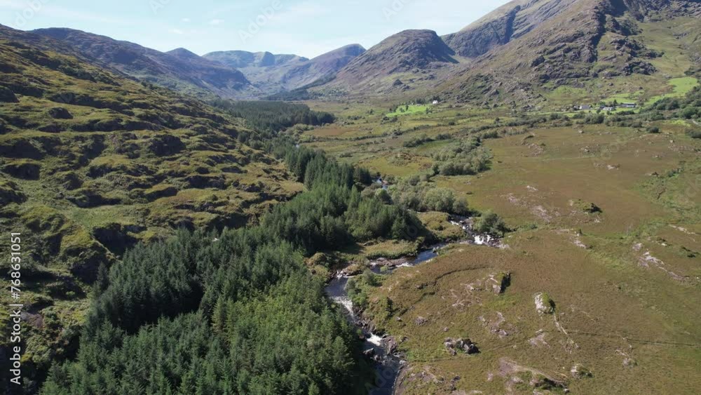 Drone video of The Black Valley in Kerry Ireland (one of the last places in mainland Ireland to get electricity) showing a river, forest and mountains Drone video of The Black Valley in Kerry Ireland (one of the last places in mainland Ireland to get electricity) showing a river, forest and mountains