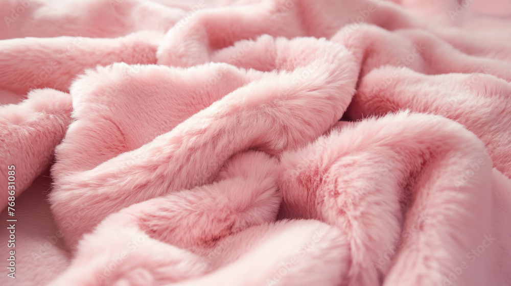 Very warm pink pile fluffy blanket background. Very warm pink pile fluffy blanket background.