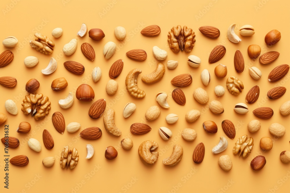 Mixed nut pattern. Cream colour background. Mixed nut pattern. Cream colour background.