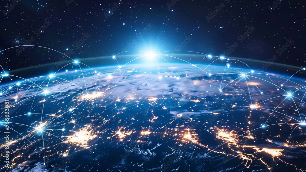 Obraz premium A world interconnected by technology, forming a global network.