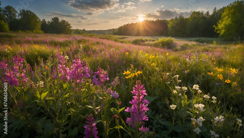 Breathtaking Spring Meadow: A Symphony of Colorful Wildflowers in Full Bloom