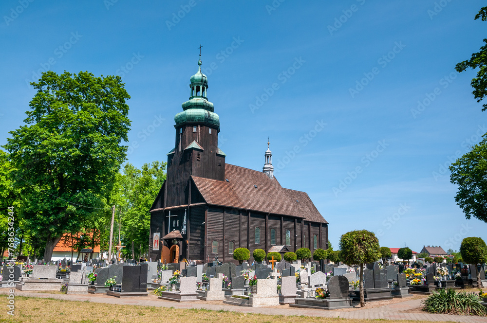 Fototapeta premium Wooden Church of St. Barbara in Odolanów, Greater Poland Voivodeship, Poland