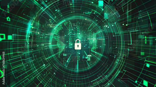 green cyber security background