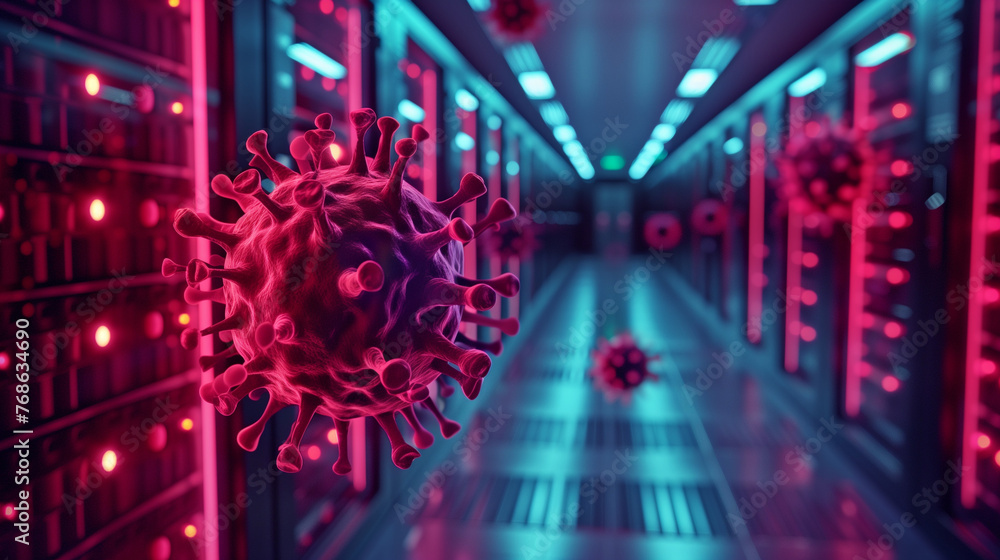 Obraz premium server computer virus and malware, cybersecurity concept