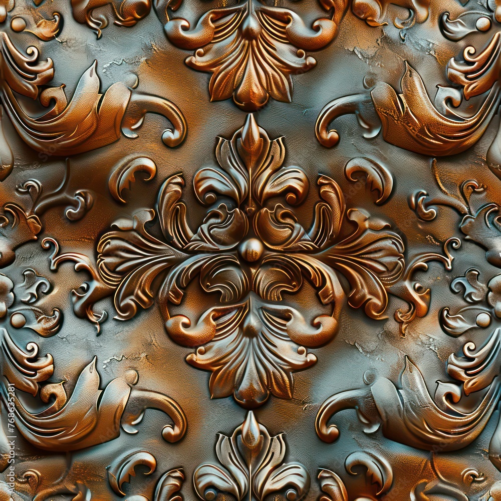 Seamless decorative leather ornamental texture pattern