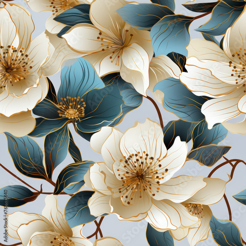 Seamless beautiful decorative flowers pattern background