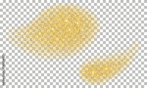 Sparkling gold glitter dust splash isolated on transparent background.  Glowing golden stardust abstract clouds. Glowing light effect. Vector illustration