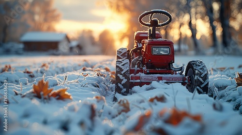 Winter lawnmower. Generative AI.