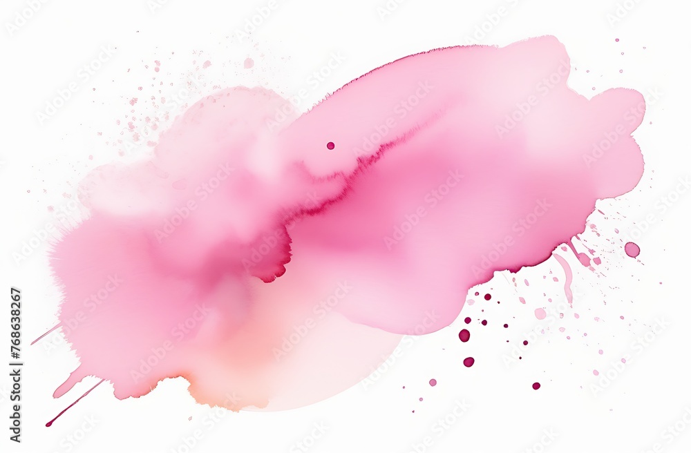 Pink splash of paint watercolor on paper. Abstract watercolor art hand paint on white background Pink splash of paint watercolor on paper. Abstract watercolor art hand paint on white background
