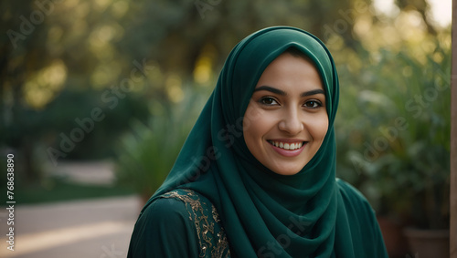 Beautiful Hijabi Woman Radiating Joy and Confidence