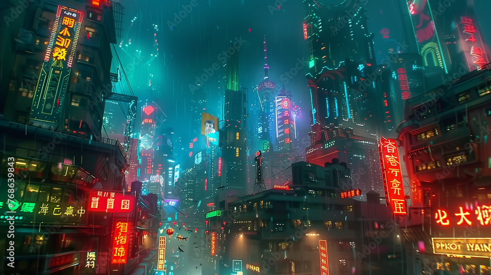 Neon Metropolis: Futuristic Skyscrapers and Cyberpunk Vibes