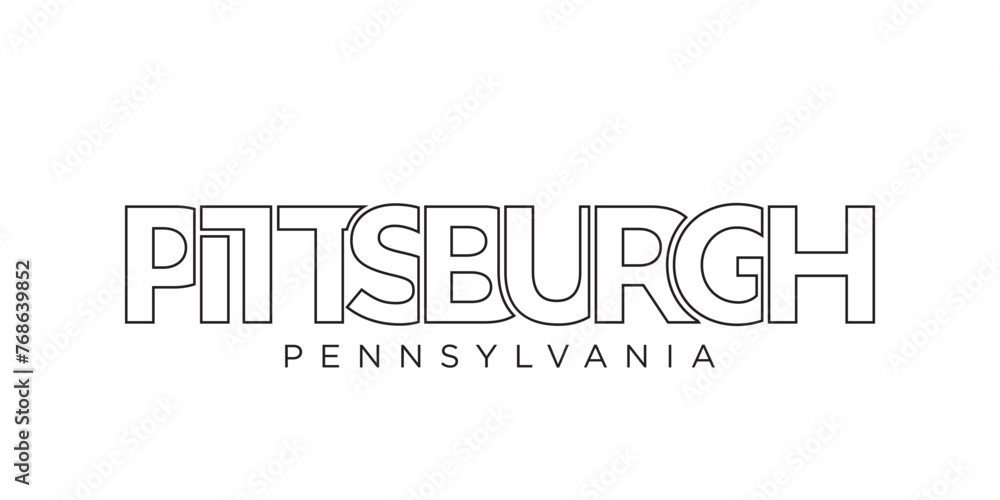 Pittsburgh, Pennsylvania, USA typography slogan design. America logo with graphic city lettering for print and web.