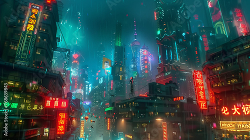 Neon Metropolis  Futuristic Skyscrapers and Cyberpunk Vibes
