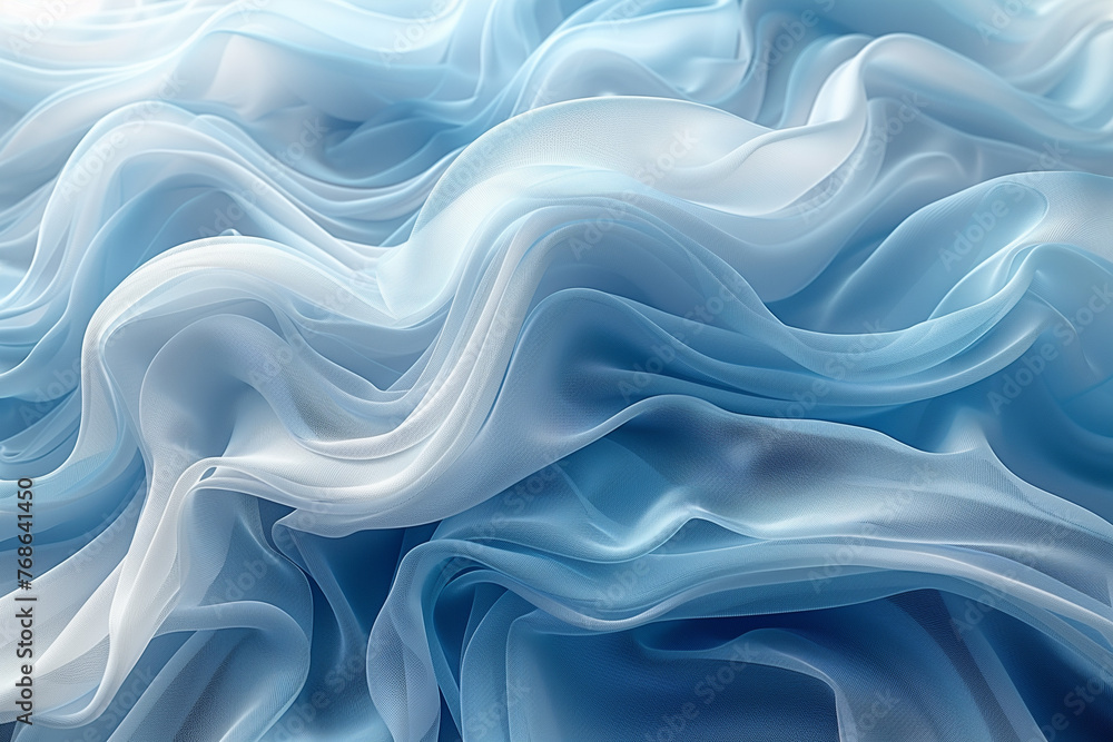 tourbillon de soie en forme de vagues bleu ciel 3D - obrazy, fototapety, plakaty 