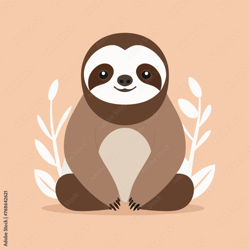 Obraz premium Sloth simple style flat cartoon illustration vector design