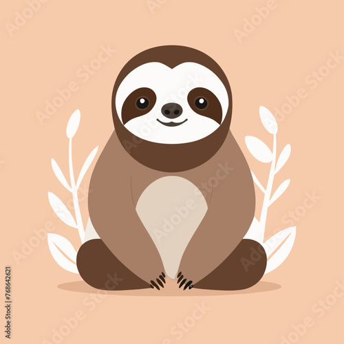 Sloth simple style flat cartoon illustration vector design