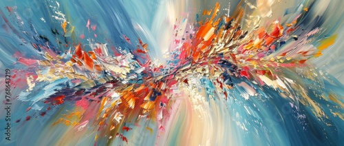 landscape of multicolored flowers watercolor painting style