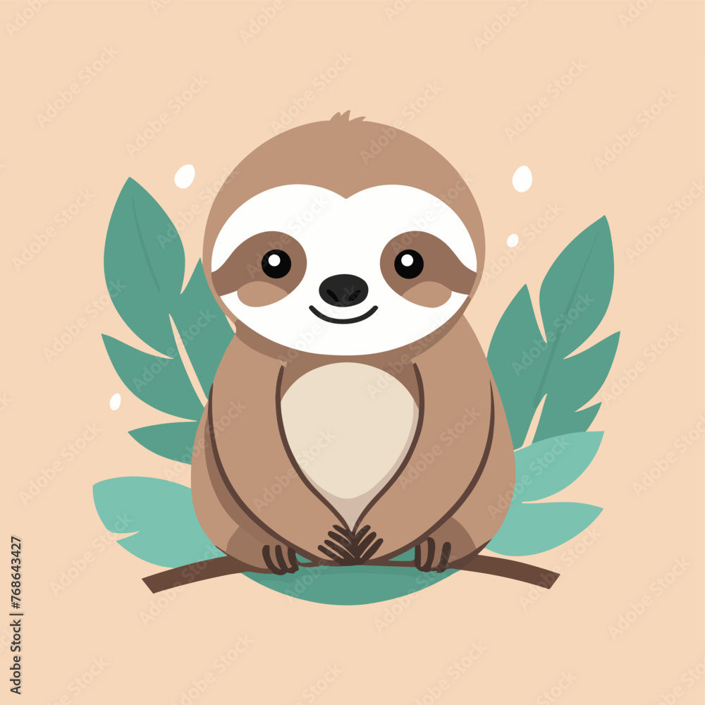 Cute sloth cartoon vector illustration