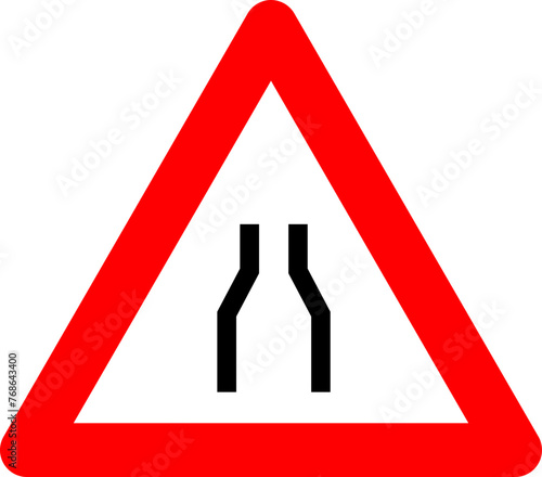 road sign narrow road ahead
