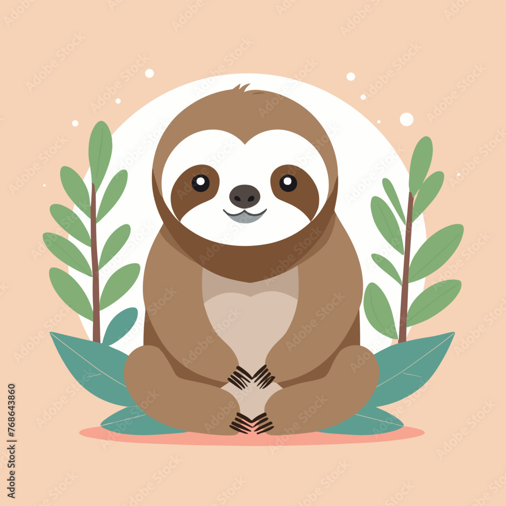 Obraz premium Cute sloth cartoon vector illustration