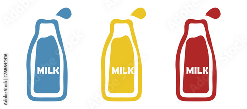 milk bottle icon on white background, vector illustration