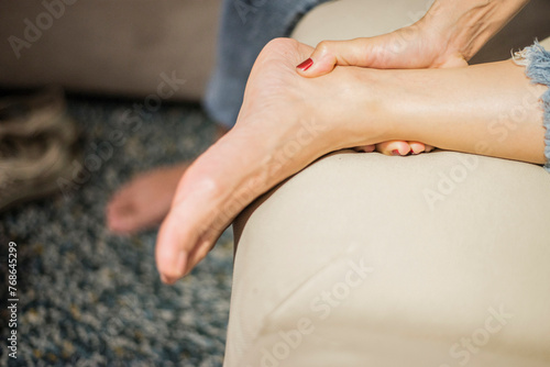 Symptoms of female body part, ankle pain © yongyut