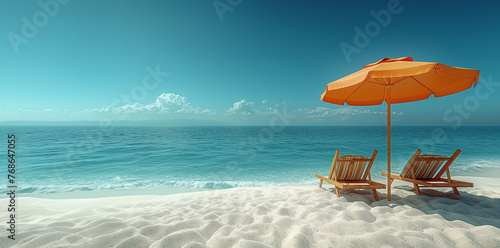 A beautiful sea beach with a blue sky and a sunny day