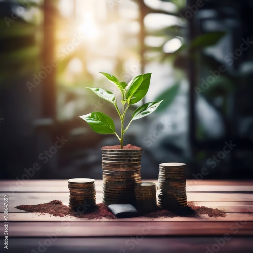plant growing from coins represents businesses and entrepreneurs growth 