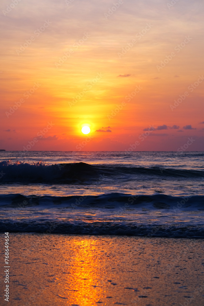 Beautiful view of sunrise at the beach in Asia