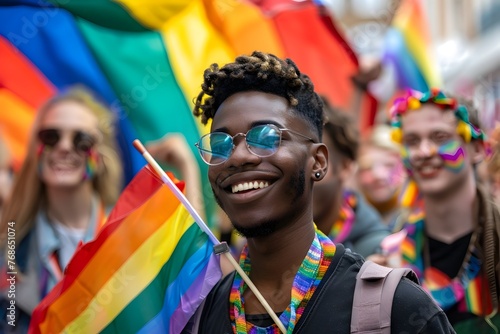 Black Gay Man Smiling at Camera Celebrating Pride and LGBTQ Community
