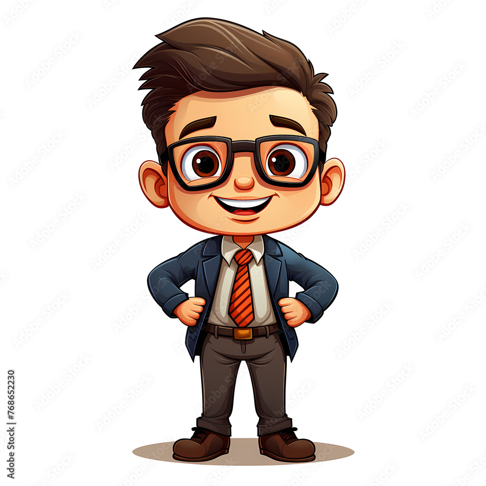 Cute boy Businessman cartoon mascot character illustration

