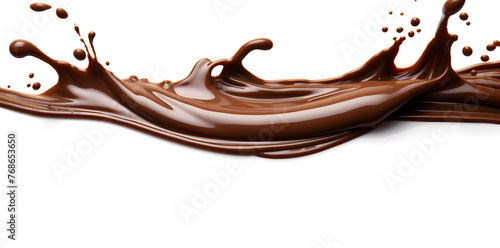 Melted chocolate dripping isolated on a white background
