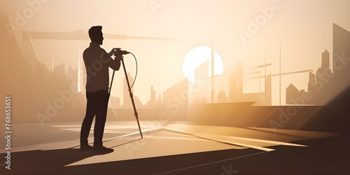 silhouette of a person in the city photo