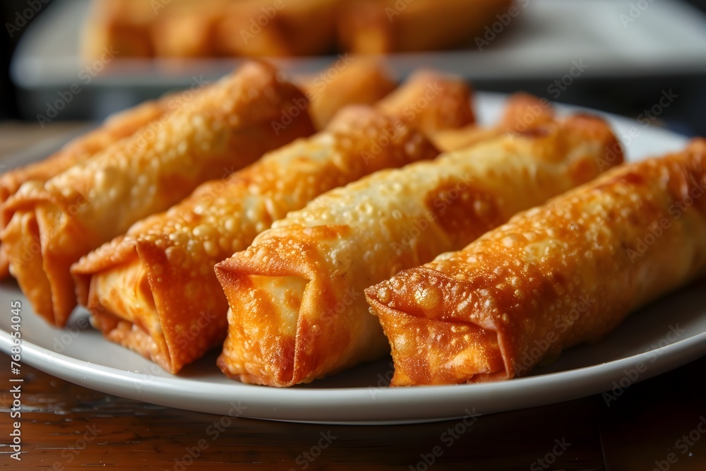 Golden, Cheesy Egg Rolls Crispy Delights Radiating Warmth and Temptation in Close-Up