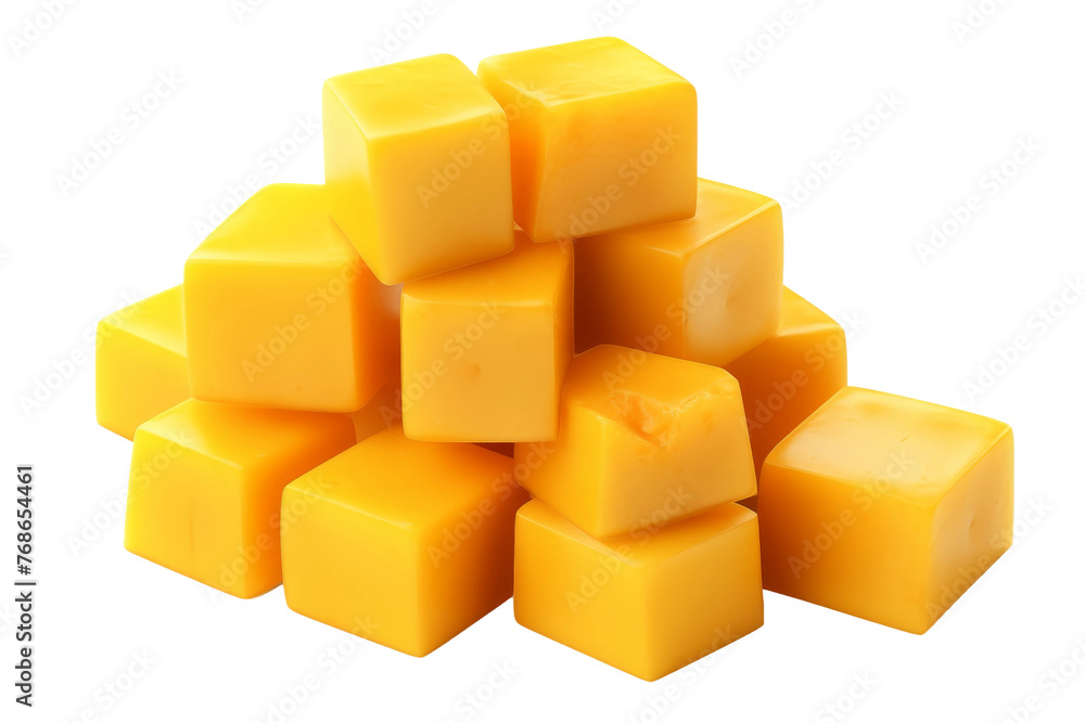 A Tower of Tasty Cubes: A Whimsical Display of Cheese Delights. On a White or Clear Surface PNG Transparent Background. A Tower of Tasty Cubes: A Whimsical Display of Cheese Delights. On a White or Clear Surface PNG Transparent Background.