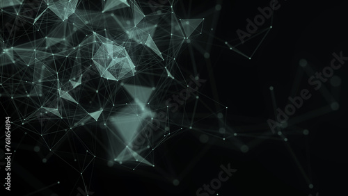 Network connection structure. Green science background. Abstract digital background. Big data visualization. 3d rendering.
