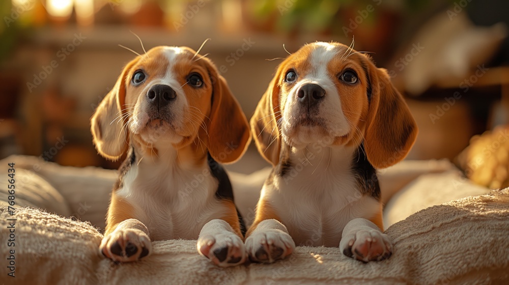 happy beagle puppies