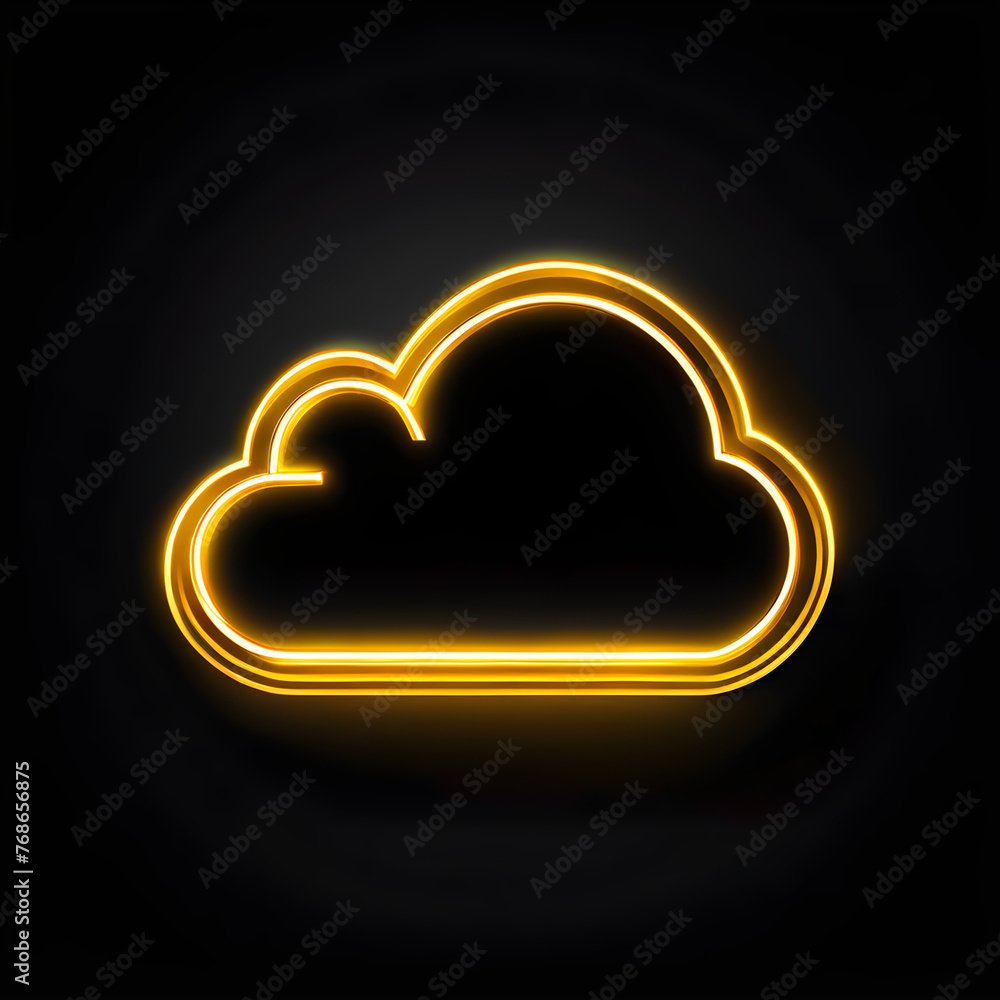 Golden Neon Cloud Icon: Elevate Your Design with Radiance(Generative AI) Golden Neon Cloud Icon: Elevate Your Design with Radiance(Generative AI)