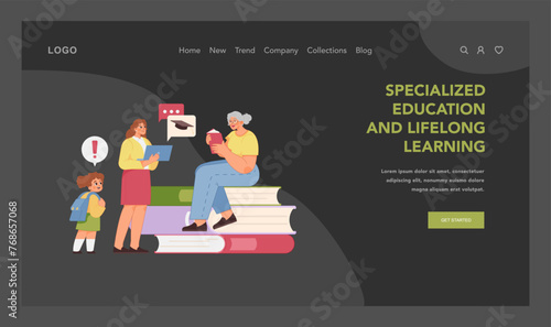Lifelong learning journey. Flat vector illustration
