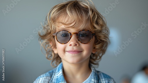 portrait of a blond boy in sunglasses