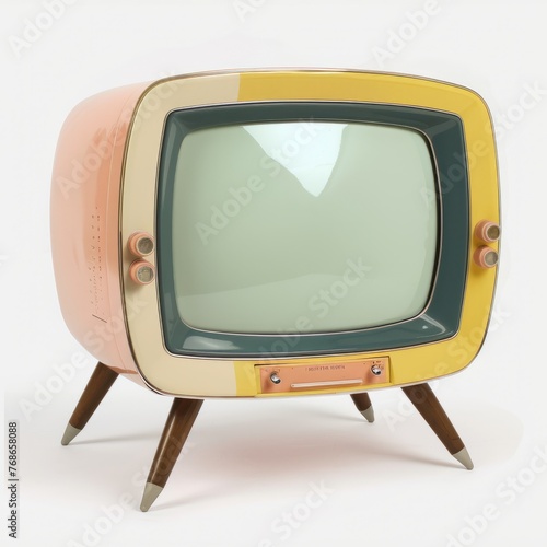Vintage television isolated on white background, old, classic, retro, nostalgia, 60s, 70s, 80s, 90s, 2000s
