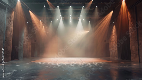 Ethereal Elegance: Empty Space Ballet Stage Illuminated by Spotlight © Rukma