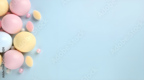 Perfect colorful handmade easter eggs isolated on a blue background 